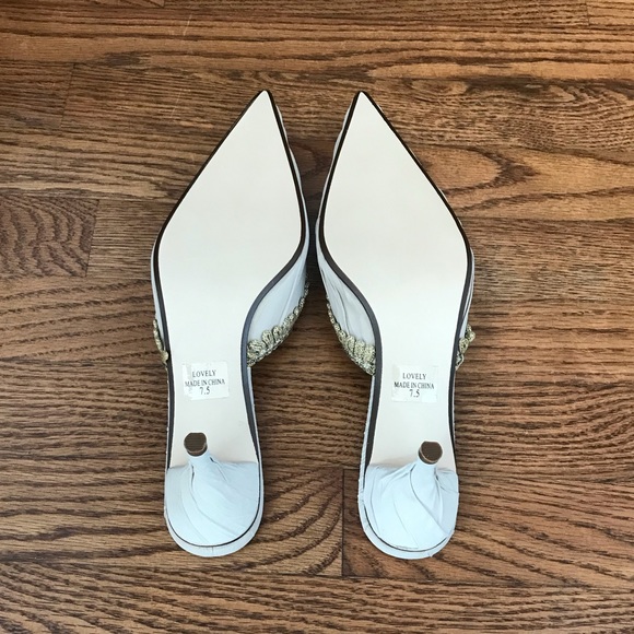 Penny Loves Kenny Lovely bead embroidered kitten heels women’s - Picture 9 of 11